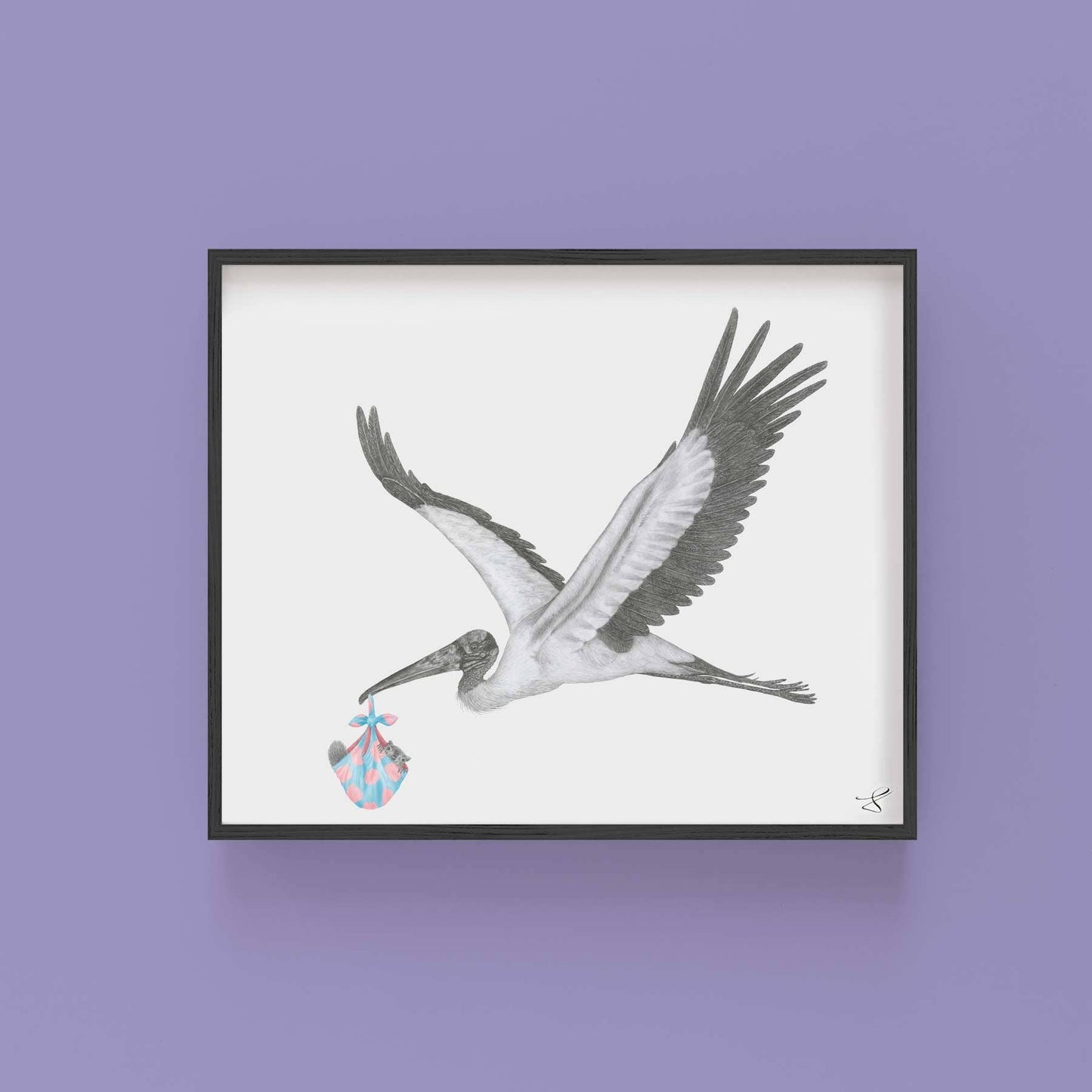 Llewellyn Caradoc Wood Stork Portrait Study: 8x10"