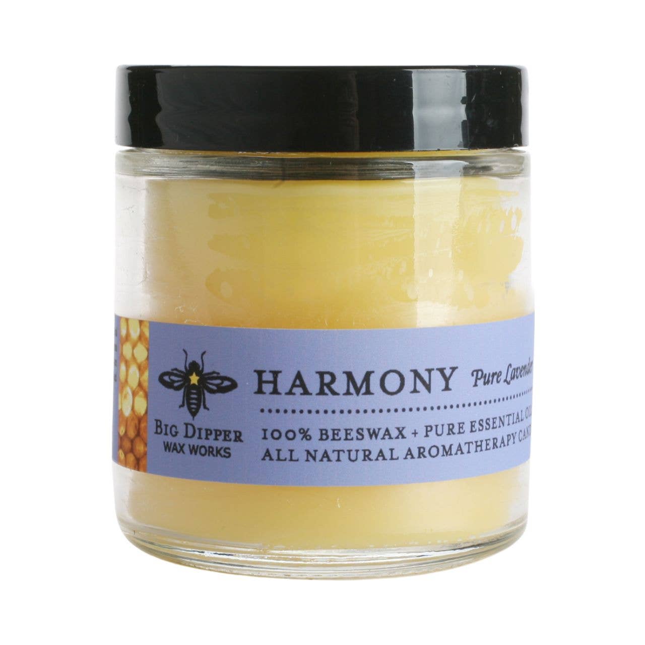 Apothecary Glass Candle – Pure Beeswax Aromatherapy – 3.2oz: Harmony (Pure Lavender)